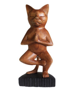 AWGIFTS Håndskåret Yoga-katt – På Ett Bein